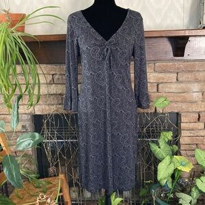 Elegant Gray Paisley Dress